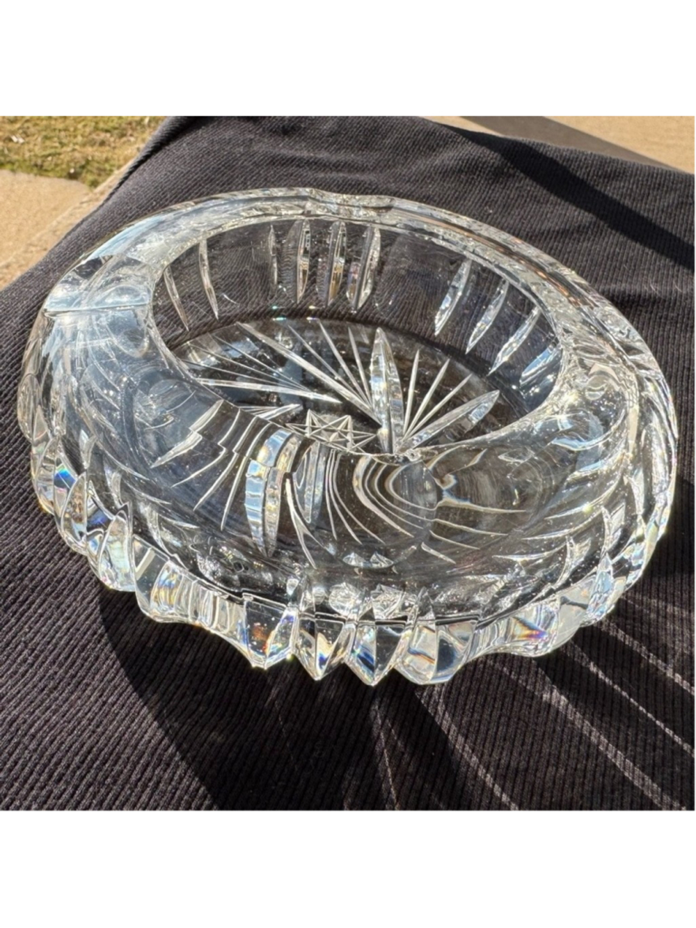 Vintage Mid Century Heavy Crystal Starburst Ashtray Trinket Dish 5.5” 2.2 lbs - Picture 3 of 6